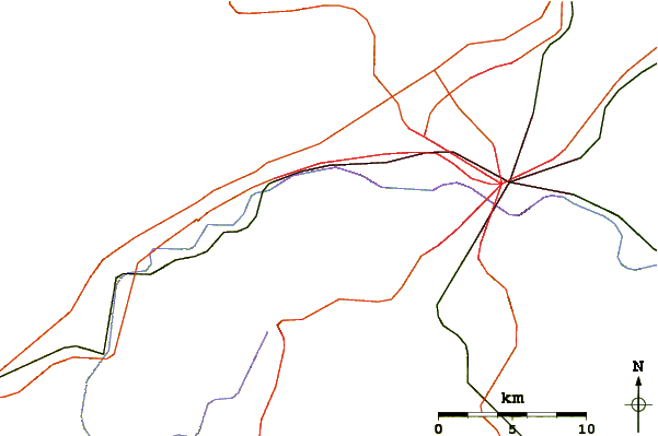 Roads and rivers around Twelve O'clock Knob (Roanoke County, Virginia)