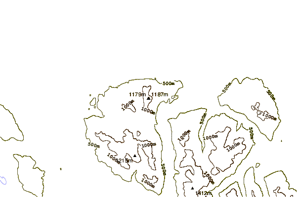 Mountain peaks around Twin Peaks (Karmutzen Range)