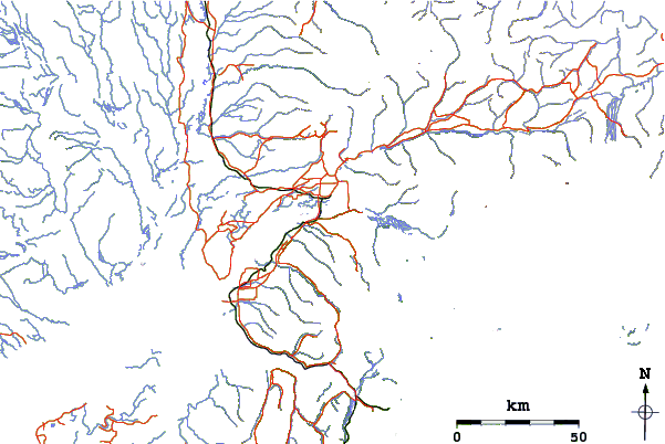 Roads and rivers around Twin Peaks (Chugach)