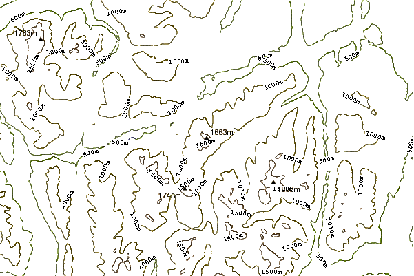 Mountain peaks around Tyee Mountain