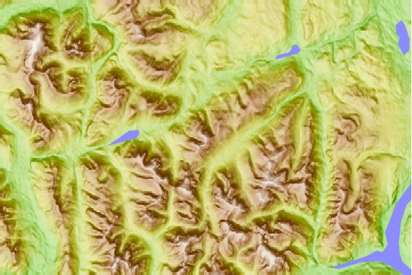 Surf breaks located close to Tyee Mountain