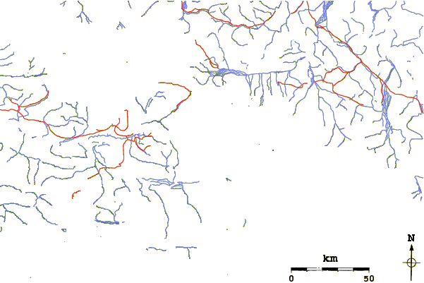 Roads and rivers around University Peak (Alaska)