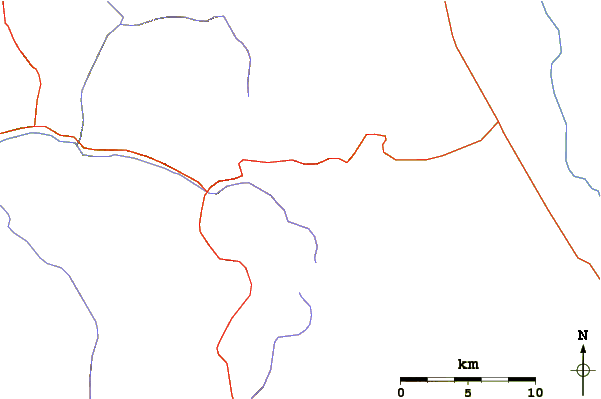 Roads and rivers around University Peak