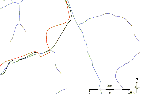 Roads and rivers around Uto Peak