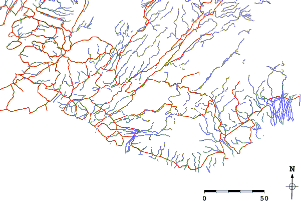 Roads and rivers around Vatnafjöll or Vatnafjoll