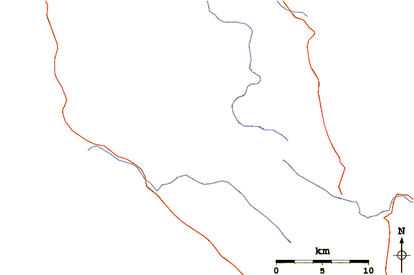 Roads and rivers around Ventana Double Cone