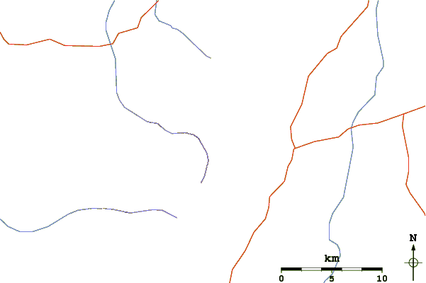 Roads and rivers around Verdi Peaks