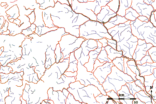 Roads and rivers around Vesle Galdhøpiggen