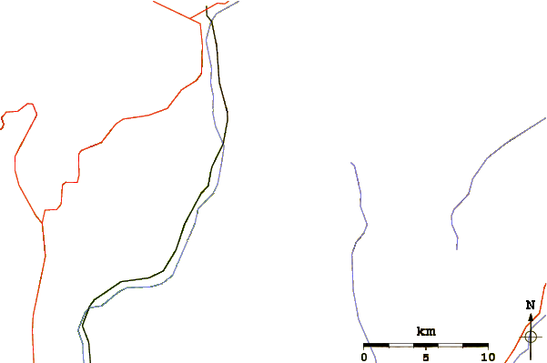 Roads and rivers around Vestal Peak