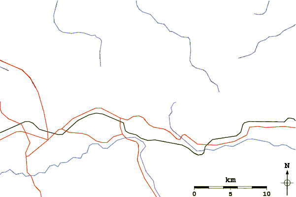 Roads and rivers around Vezhen Peak