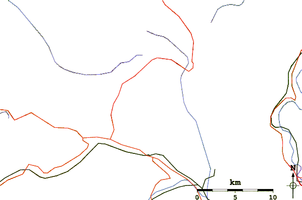 Roads and rivers around Vlašić (mountain)