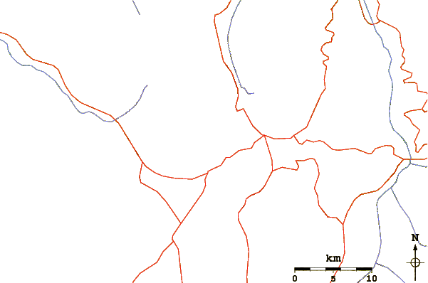 Roads and rivers around Volcan Azufral