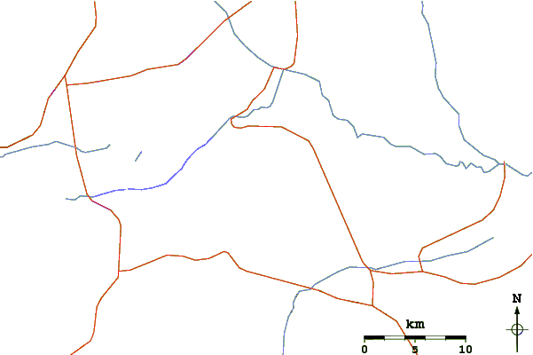 Roads and rivers around Volcan De Sacabaya