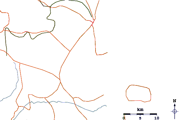 Roads and rivers around Volcan Mombacho