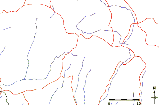 Roads and rivers around Volcán Siete Orejas