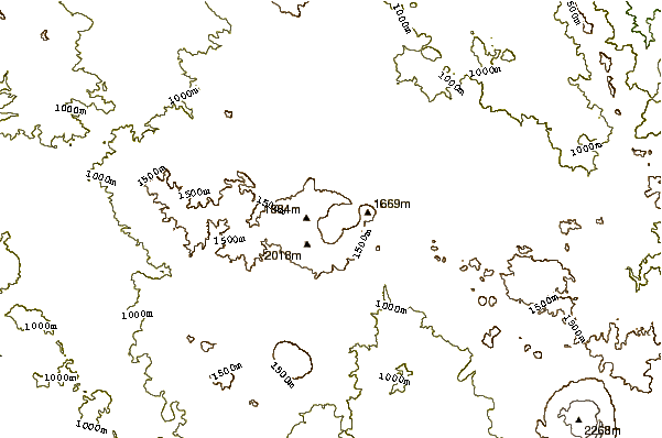 Mountain peaks around Volcan Tepetiltic