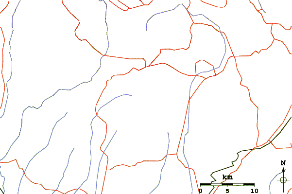 Roads and rivers around Volcán de Fuego