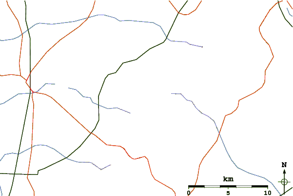 Roads and rivers around Vysoká (Carpathian mountain)