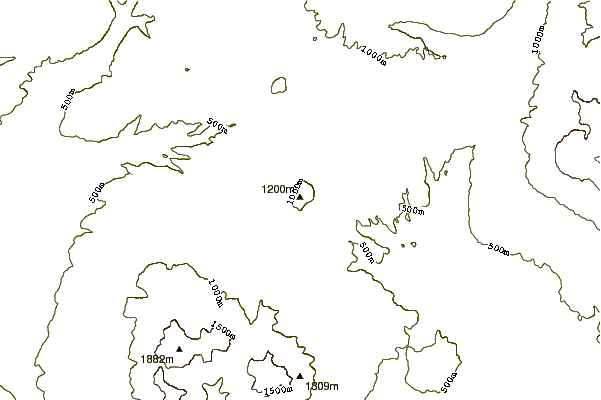 Mountain peaks around Vysoky (lower stratovolcano)