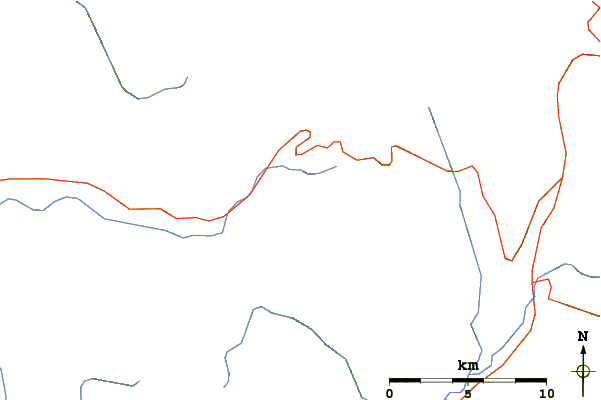 Roads and rivers around Wahpenayo Peak