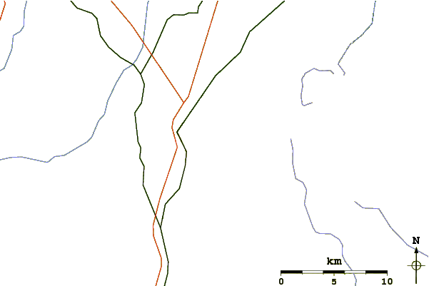 Roads and rivers around Walker Mountain