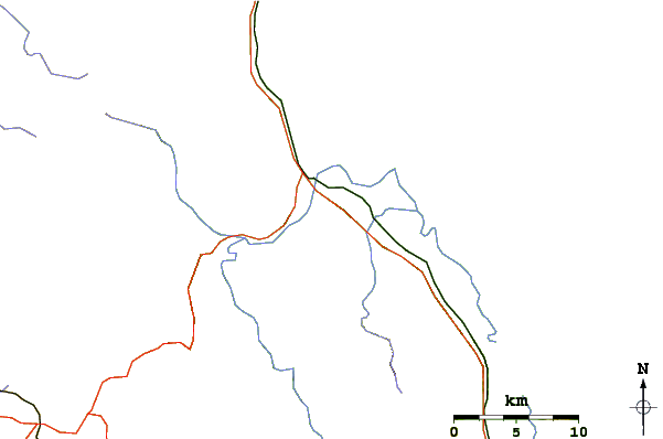 Roads and rivers around Walsh's Peak