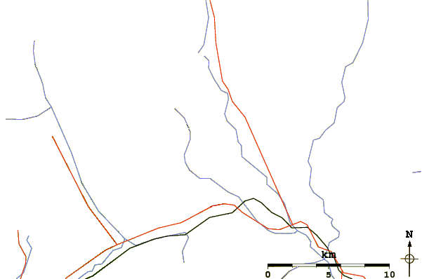 Roads and rivers around Waputik Peak