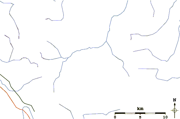 Roads and rivers around Warden Peak