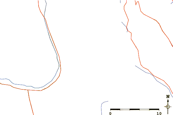 Roads and rivers around Warrior Mountain (Canada)