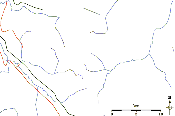 Roads and rivers around Watchtower Peak (Sutton Range)