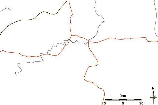 Roads and rivers around Weed Patch Hill