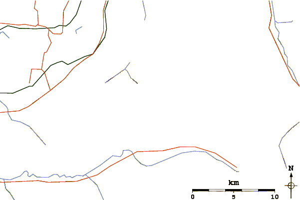 Roads and rivers around Welch Peak