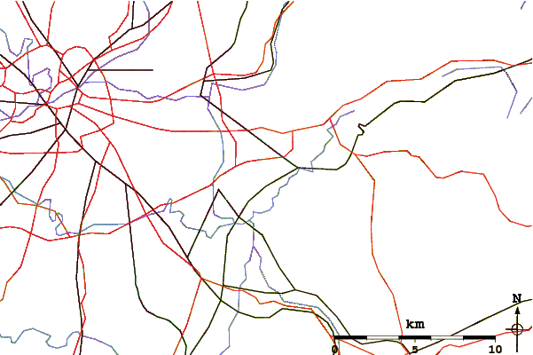 Roads and rivers around Werneth Low