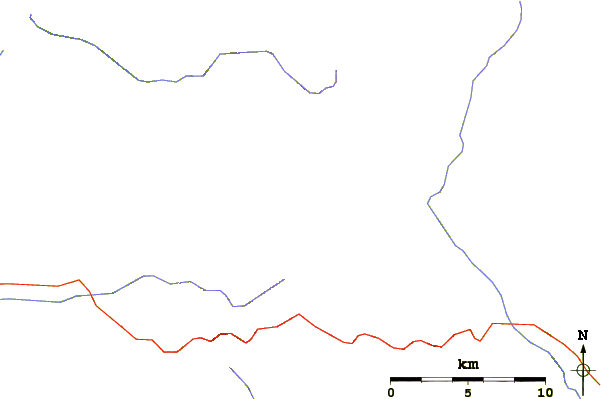 Roads and rivers around West Crater