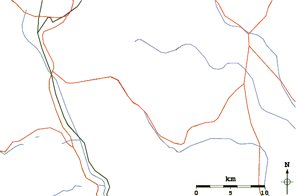 Roads and rivers around Weston Peak