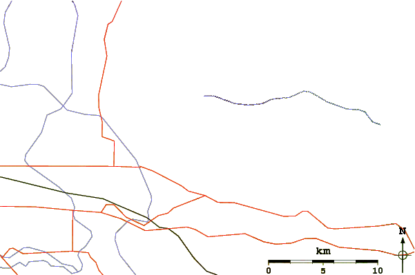 Roads and rivers around Whiskey Dick Mountain