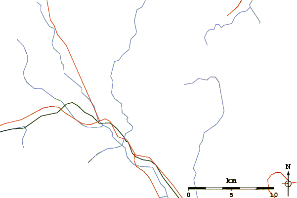 Roads and rivers around Whitehorn Mountain