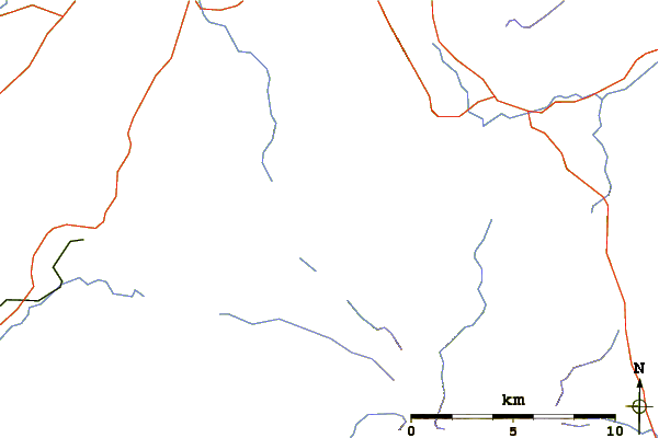 Roads and rivers around Whiteless Pike