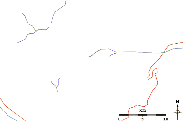 Roads and rivers around Whitetail Peak