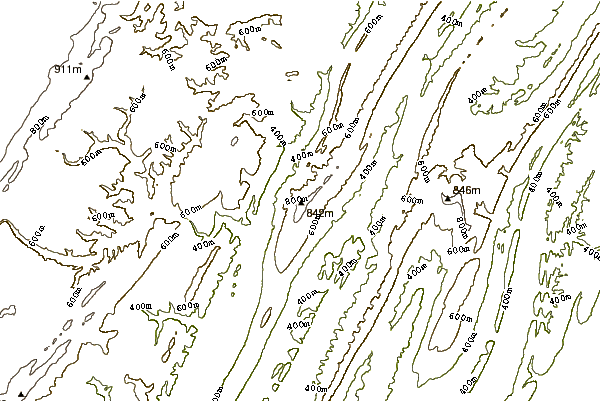 Mountain peaks around Wills Mountain