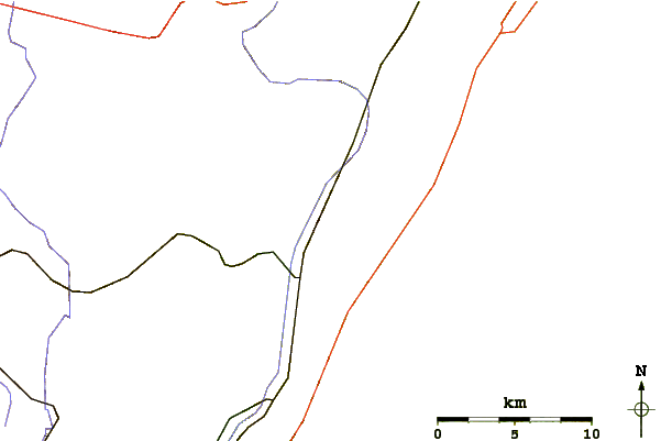 Roads and rivers around Wills Mountain