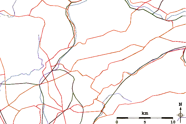 Roads and rivers around Windy Hill (Pennines)