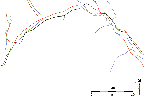 Roads and rivers around Wiwaxy Peak