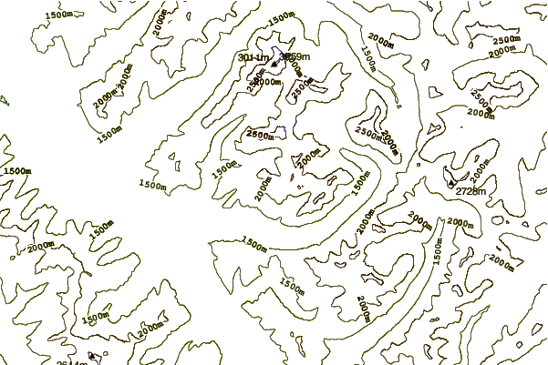 Mountain peaks around Wolftail Mountain