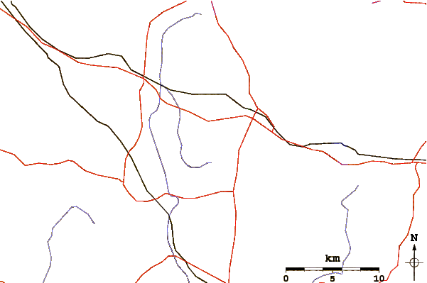 Roads and rivers around Woodall Mountain