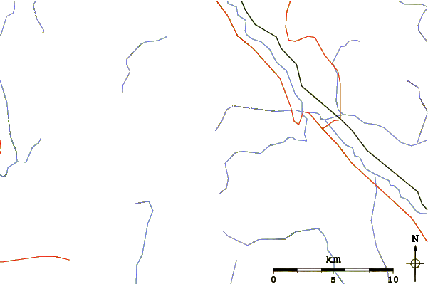 Roads and rivers around Woss Mountain