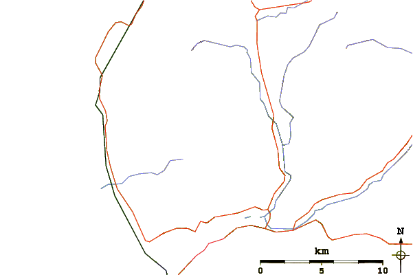 Roads and rivers around Y Llethr