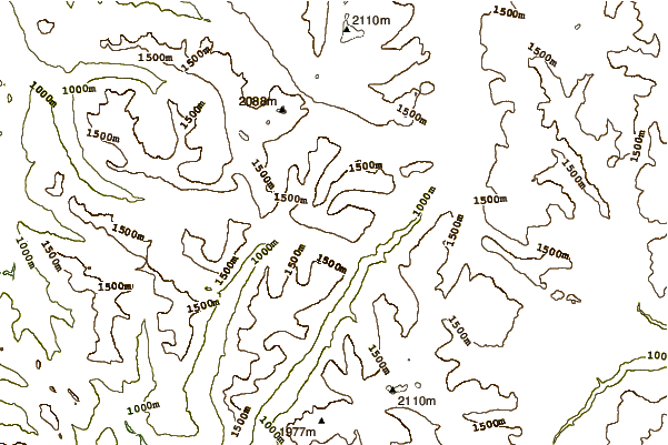 Mountain peaks around Yak Peak