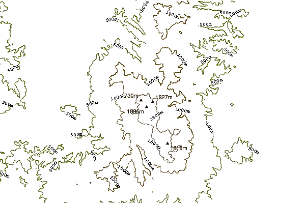 Mountain peaks around Zao (volcano)