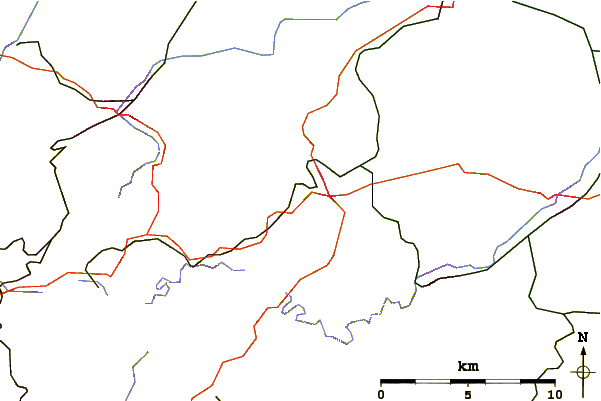 Roads and rivers around Ziegenkopf (Harz)